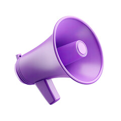 Purple Megaphone Loudspeaker Icon 3D Illustration Isolated on Transparent Background