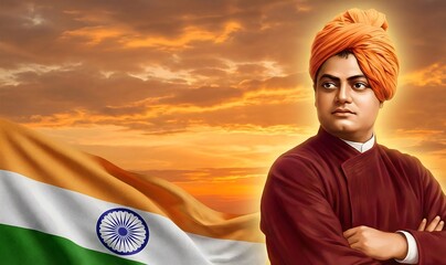 Swami vivekananda jayanti background design.
