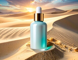 Luxury Skincare Packaging Mockup with Sand and Teal Accent