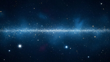 Obraz premium Deep Space Starfield with Horizontal Galactic Light Band Cosmic Sparkle Background
