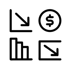 Financial graph icons showing downward trend