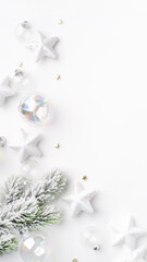 Christmas ornaments on a white