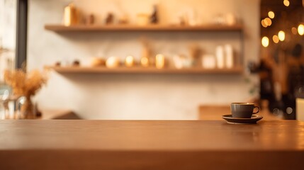 Cozy cafe interior showcasing warm decor a welcoming wooden table arrangement invites hospitality