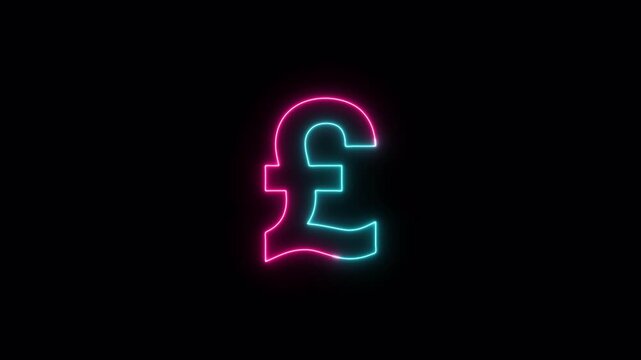 Glowing neon pound sign Icon animation, financial symbol, digital currency icon. Neon glowing animation. Business and finance conceptual neon light pound icon 4k stock video.