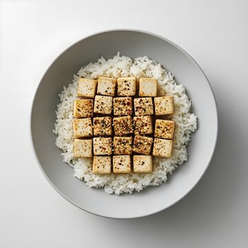 Dubu Bap &ndash; Korean Tofu Rice Bowl (Top-Down)