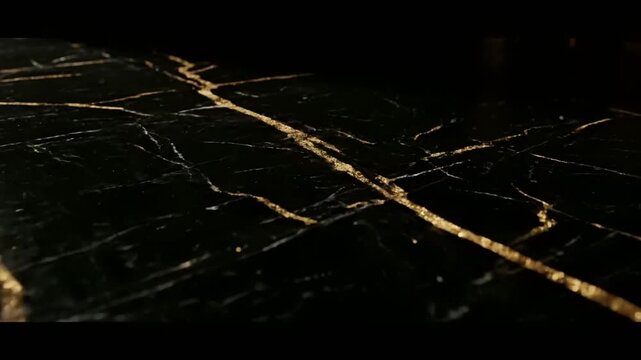 Elegant black marble surface with golden veins for luxury design. empty space product mockup background