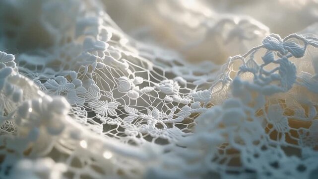 Elegant white lace gently moving with light sparkle