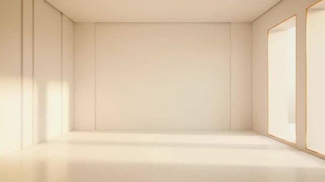 Modern empty room with large window and minimalist interior design. empty copy space product mockup background