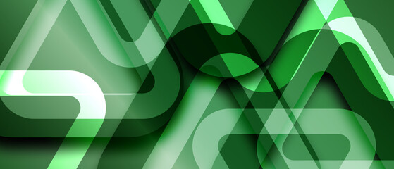 green abstract background overlap layer on bright space with rounded triangles effect decoration