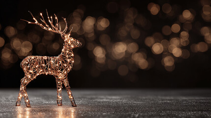 Illuminated reindeer figurine casting a festive glow, capturing the essence of the holiday season with a captivating sparkle.