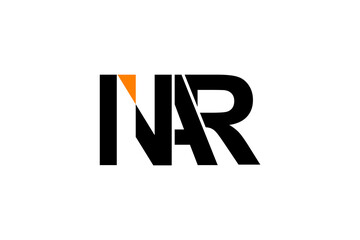 Obraz premium Bold NAR Logo Design with Orange Triangle Accent – Modern, Minimalist, Brand-Ready Graphic