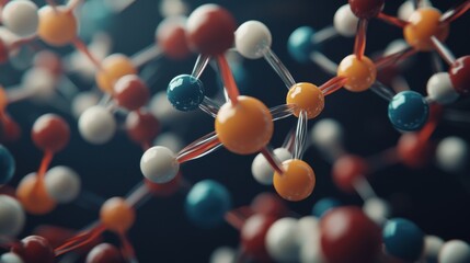 A 3D rendering of a molecular structure, composed of spheres and lines, with a focus on the central cluster.