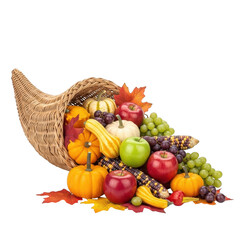 Cornucopia of harvest isolated on transparent background