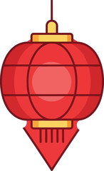 Obraz premium A vibrant red Chinese lantern hanging from a string on a white background, symbolizing good luck and prosperity during the Chinese Lunar New Year