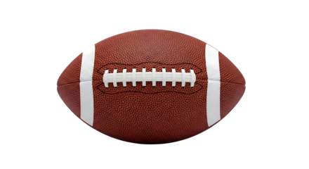American football isolated view with laces and stitching details isolated on transparent background