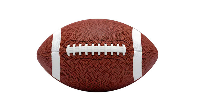 American football isolated view with laces and stitching details isolated on transparent background