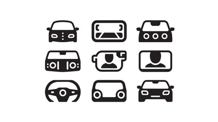 Obraz premium Collection of simple camera icons arranged in a grid pattern on a white background