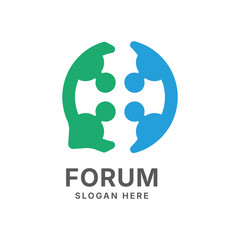 Diversity Chat design logo, people talking family together human unity chat bubble logo vector icon