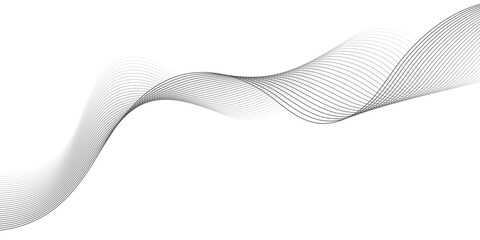 Fototapeta premium Abstract technology lines on white background. Undulate Grey Wave Swirl, frequency sound wave, twisted curve lines with blend effect, wave with lines created using blend tool.