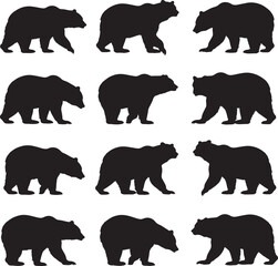 Fototapeta premium collection of bear silhouettes walking in different directions