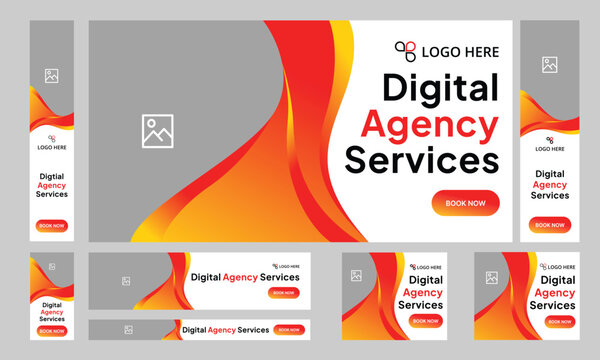 	
Web bundle banner design for social media post, digital marketing agency web set banner design, fully customizable vector eps 10 file format