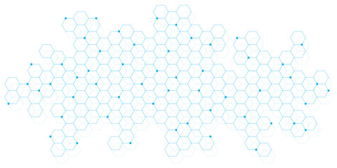 Abstract science and innovation technology background. Molecular structures and chemical engineering with hexagonal pattern. Vector