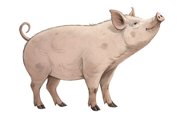 Fototapeta premium Pig standing in a natural pose. Farm animal isolated on transparent background.