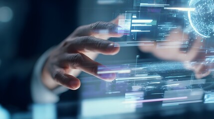 Futuristic IT hands manage global data streams a serene digital innovation concept