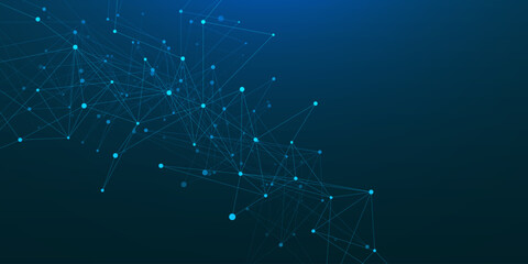 Abstract big data visualization background with connecting dots lines or plexus. Suitable for innovation technology and science. Vector