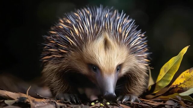 echidna walking in the forest at queensland australia wildlife video	