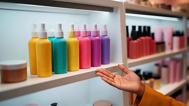 smiling afro woman in yellow jacket holding chromakey card in shop