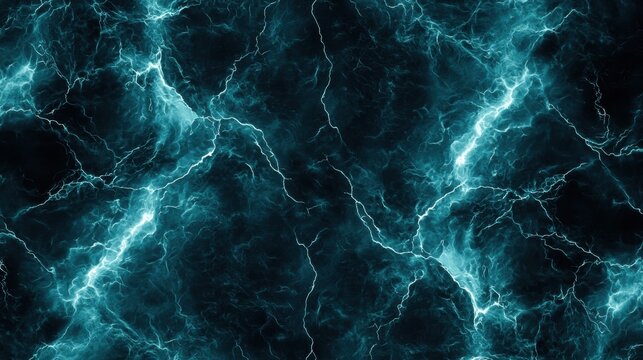 A dramatic lightning storm with jagged white lines and bright blue-green streaks.