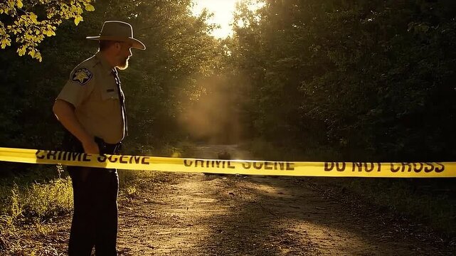 Police Tape Off Area With Caution Tape