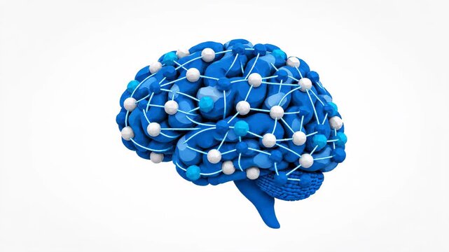 Artificial intelligence brain forming from geometric particles 3D illustration