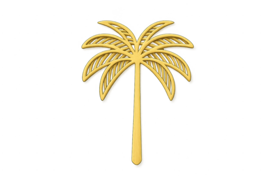 Golden palm tree icon cutout on transparent background - Powered by Adobe