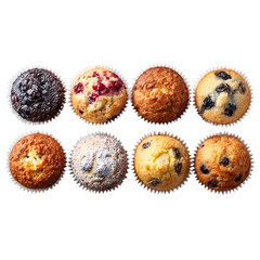 Delicious assortment of gourmet muffins, perfect for breakfast, brunch, or a sweet treat, beautifully displayed for bakery menus and food blogs