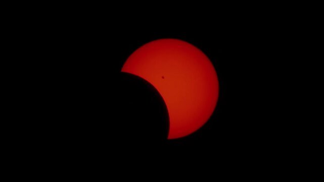 Solar Eclipse Time Lapse 1000mm with Red Filter Astrophotography