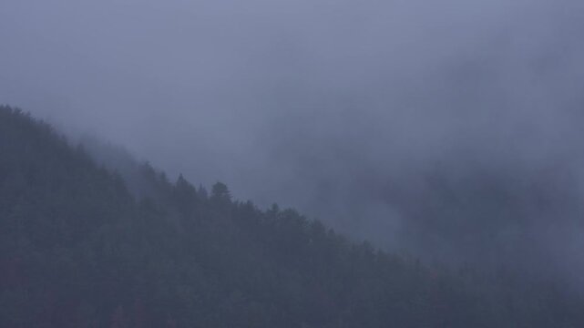 [8K to 4K] 真冬の冷気に包まれた河口湖周辺の山々｜霧が漂う幻想的な日本の自然