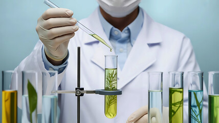 Plant Biotechnology Laboratory Research Scientist Testing Green Seedlings