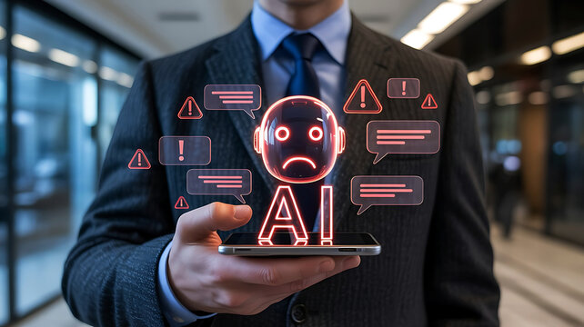 Artificial Intelligence Warning Alert And Digital Risk Security Concept - Powered by Adobe