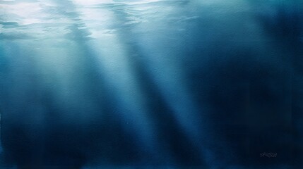 Serene blue ocean watercolor illustration sunlight filters deep tranquil seascape art peaceful modern design