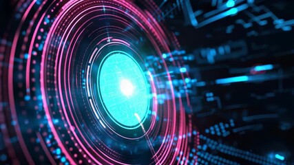 of a futuristic cybernetic control panel with colorful digital displays and glowing effects. - Powered by Adobe