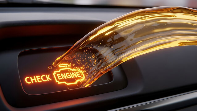 Car Check Engine Light Warning Oil Leak Automotive Repair