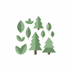Nature-inspired abstract forest and plant icons 