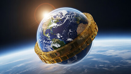 Earth Orbiting Futuristic Ring Space Technology Concept