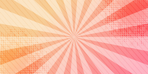 Obraz premium Pop art red comics book cartoon magazine cover. Cartoon funny retro pattern strip mock up. Vector halftone illustration. Vintage backdrop for comic superhero text, speech bubble, message.