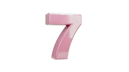 Pink Number 7 Isolated on White Background