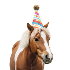 Festive Pony: Party Hat Celebration Animal Fun