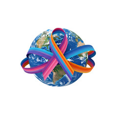 Global Unity: Earth & Rainbow Ribbon for Awareness