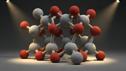 Molecular Structure Model Science Illustration Gray Red